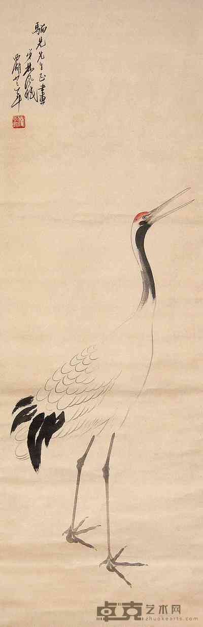 林风眠 仙鹤 立轴 115×38cm